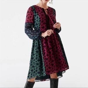 Matilda Jane A Little Party Multi Color Holiday Hi Low Long Sleeve Dress Sz XS